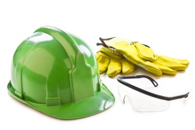 kask, eldiven ve koruyucu gözlük