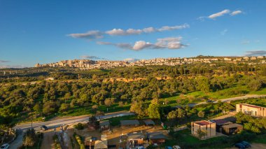 Günbatımı, Sicilya, İtalya, Avrupa, Dünya Mirası Bölgesi Agrigento Hava Görüntüsü