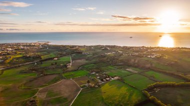 Günbatımı, Sicilya, İtalya, Avrupa, Dünya Mirası Bölgesi Agrigento Hava Görüntüsü