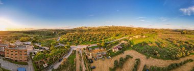 Günbatımı, Sicilya, İtalya, Avrupa, Dünya Mirası Bölgesi Agrigento Hava Görüntüsü