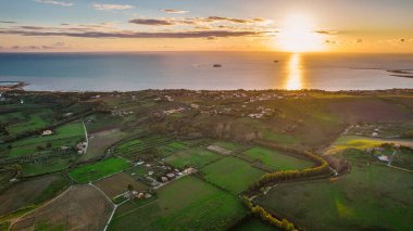 Günbatımı, Sicilya, İtalya, Avrupa, Dünya Mirası Bölgesi Agrigento Hava Görüntüsü
