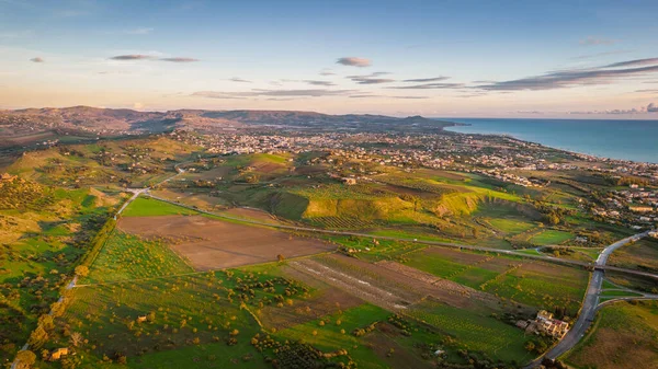 Vista Aérea Agrigento Atardecer Sicilia Italia Europa Patrimonio Humanidad — Foto de Stock