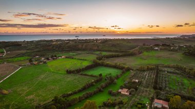 Günbatımı, Sicilya, İtalya, Avrupa, Dünya Mirası Bölgesi Agrigento Hava Görüntüsü