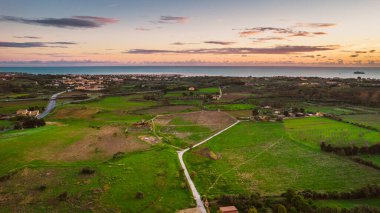 Günbatımı, Sicilya, İtalya, Avrupa, Dünya Mirası Bölgesi Agrigento Hava Görüntüsü