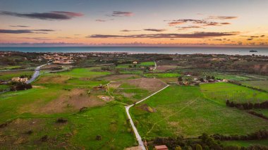 Günbatımı, Sicilya, İtalya, Avrupa, Dünya Mirası Bölgesi Agrigento Hava Görüntüsü