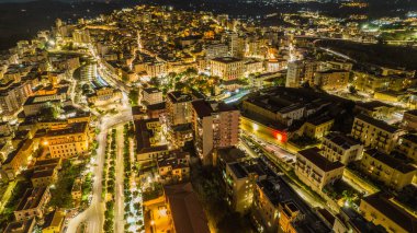 Agrigento 'nun Gece, Sicilya, İtalya, Avrupa, Dünya Mirası Bölgesi Hava Görüntüsü