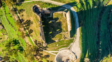 Mazzarino Ortaçağ Kalesi Havadan Görünümü, Caltanissetta, Sicilya, İtalya, Avrupa
