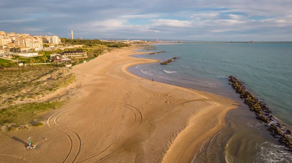 Vista Aérea Del Mar Mediterráneo Atardecer Ciudad Gela Caltanissetta Sicilia — Foto de Stock