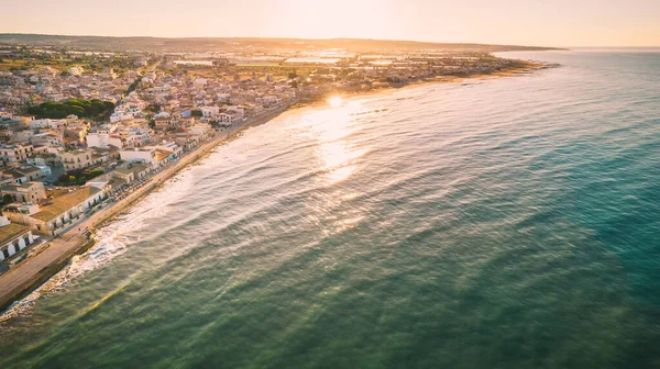Дивовижна Панорама Доннаалуката Середземне Море Світанку Зверху Скіклі Рагуса Сицилія — стокове фото