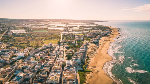 stock image Amazing Panorama of Donnalucata at Dawn from above, Scicli, Ragusa, Sicily, Italy, Europe