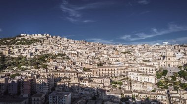Yukarıdan harika Modica Şehir Merkezi Manzarası Ragusa, Sicili, İtalya, Avrupa, Dünya Mirası Bölgesi