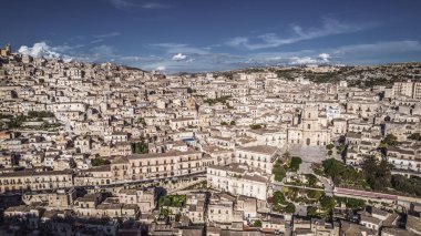 Yukarıdan harika Modica Şehir Merkezi Manzarası Ragusa, Sicili, İtalya, Avrupa, Dünya Mirası Bölgesi