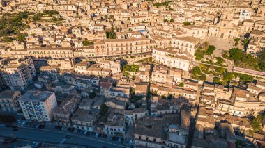 Yukarıdan harika Modica Şehir Merkezi Manzarası Ragusa, Sicili, İtalya, Avrupa, Dünya Mirası Bölgesi