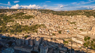 Yukarıdan harika Modica Şehir Merkezi Manzarası Ragusa, Sicili, İtalya, Avrupa, Dünya Mirası Bölgesi