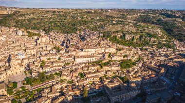 Yukarıdan harika Modica Şehir Merkezi Manzarası Ragusa, Sicili, İtalya, Avrupa, Dünya Mirası Bölgesi