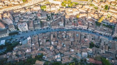 Yukarıdan harika Modica Şehir Merkezi Manzarası Ragusa, Sicili, İtalya, Avrupa, Dünya Mirası Bölgesi