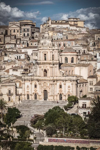 View San Giorgio Cathedral Modica Ragusa Sicily Italy Europe World — 스톡 사진