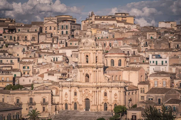 Vista Catedral San Giorgio Modica Ragusa Sicilia Italia Europa Patrimonio —  Fotos de Stock