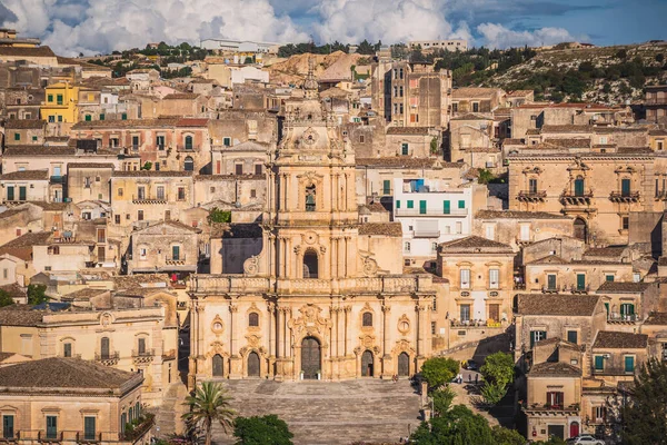 Kilátás San Giorgio Katedrálisra Modica Ragusa Szicília Olaszország Európa Világörökség — Stock Fotó