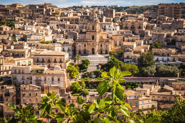 Splendida Vista Sul Centro Modica Con Cattedrale San Giorgio Ragusa — Foto Stock