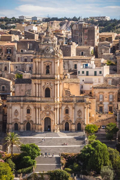 Nádherný Výhled Centrum Města Modica Katedrálou San Giorgio Ragusa Sicílie — Stock fotografie