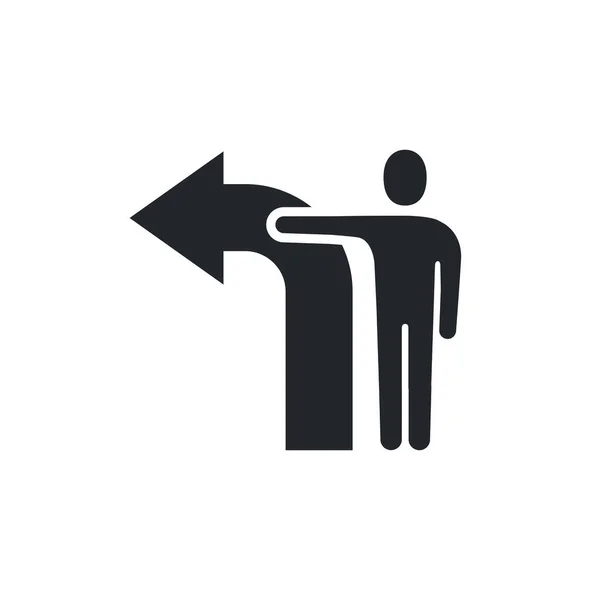 Flat Vector Illustration Isolated White Background Man Icon Arrow Direction —  Vetores de Stock