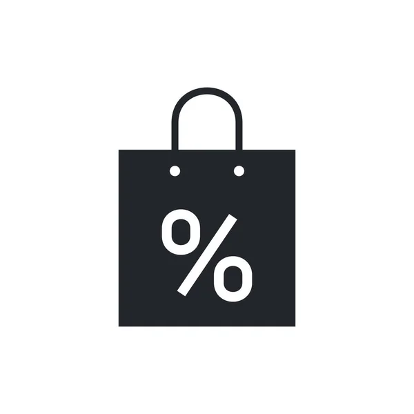 Flat Vector Image Isolated White Background Shopping Bag Icon Percent — Stock Vector