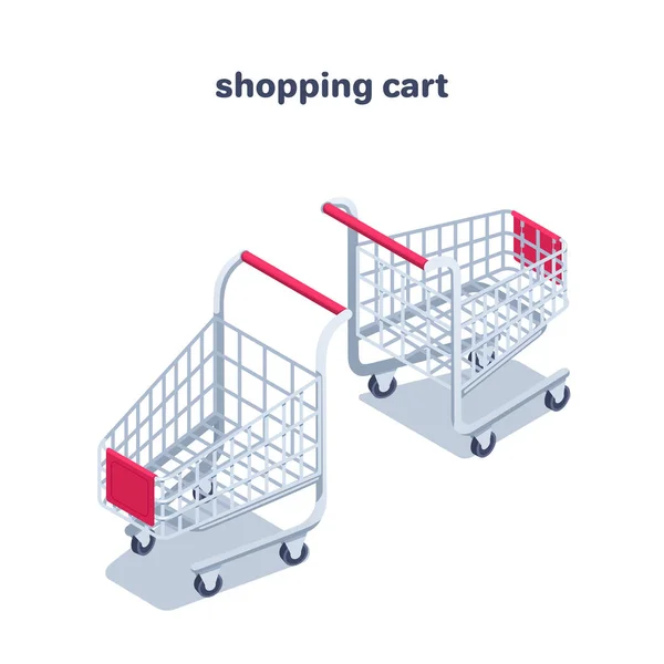 Isometric Vector Illustration Isolated White Background Shopping Cart Front Back — Stock Vector