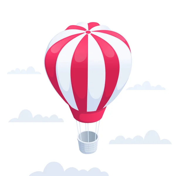 Isometrische Vector Illustratie Een Witte Achtergrond Heteluchtballon Vliegt Lucht Tussen — Stockvector