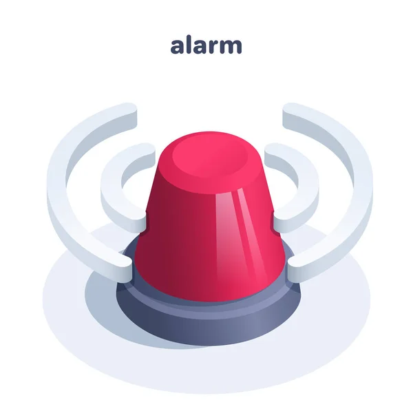 Isometric Vector Illustration Isolated White Background Red Flashing Beacon Alarm — Διανυσματικό Αρχείο