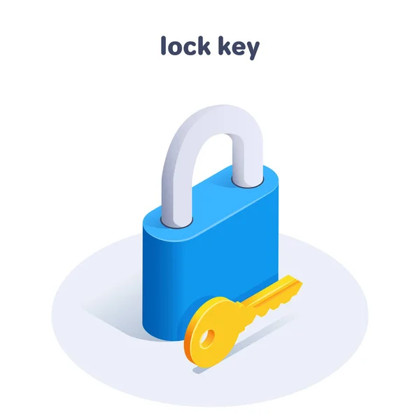 Isometric Vector Illustration Isolated White Background Lock Key Icon — Stockový vektor