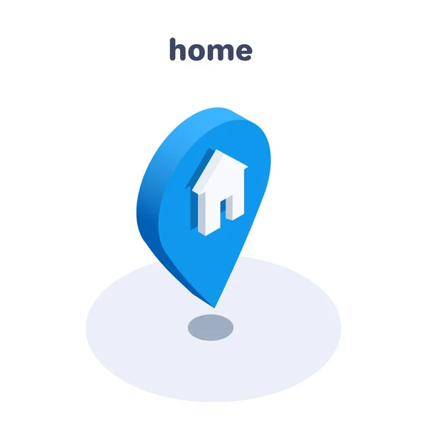 Isometric Vector Illustration Isolated White Background Home Page Location Blue — Stockvektor