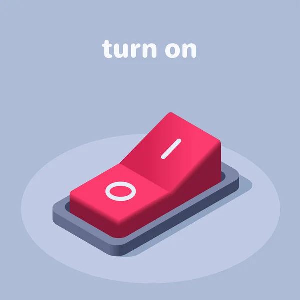 Isometric Vector Illustration Gray Background Button Toggle Switch Icon Turn —  Vetores de Stock