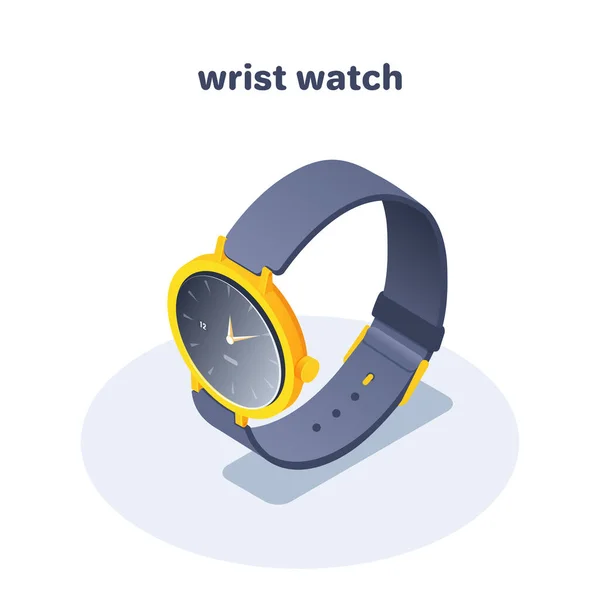 Isometric Vector Illustration Isolated White Background Icon Wrist Watch Gold — стоковый вектор