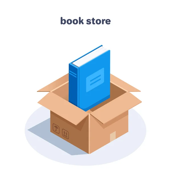 Isometric Vector Illustration Isolated White Background Open Cardboard Box Book — Vettoriale Stock