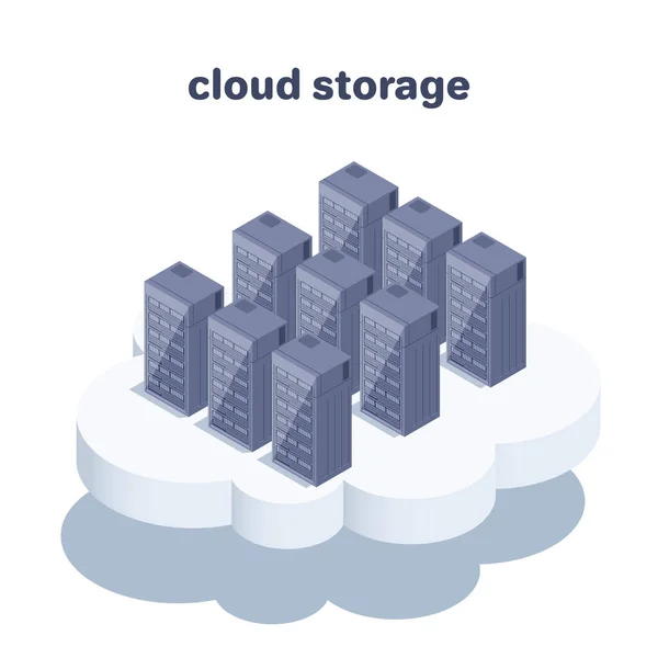 Illustrazione Vettoriale Isometrica Isolata Sfondo Bianco Server Cloud Grandi Dimensioni — Vettoriale Stock