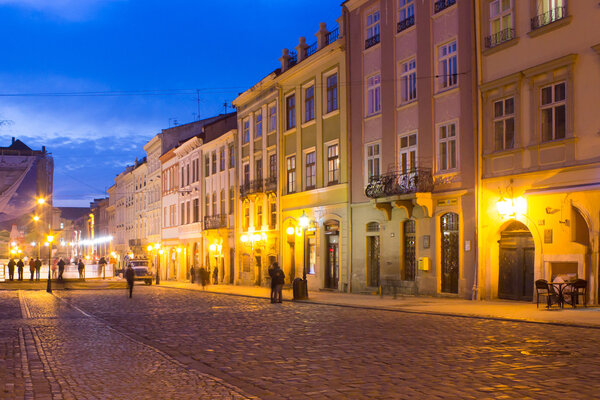 Ol city center in evening Lviv, Ukraine