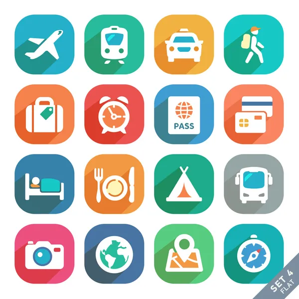Traveling and transport Flat icons — Stock Vector