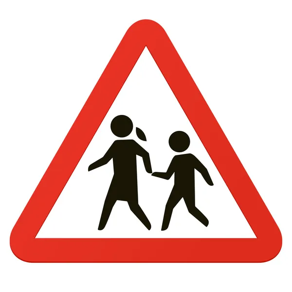 Panneau scolaire, panneau de signalisation avec avertissement pour les enfants aux passages à niveau — Image vectorielle