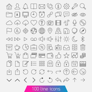 100 line icon set. clipart