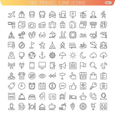 Travel Line Icons clipart