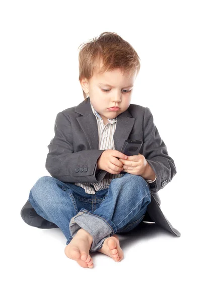 Petit homme d'affaires parlant au téléphone — Photo