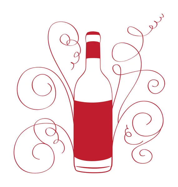 Botella de vino retro con curvas — Vector de stock