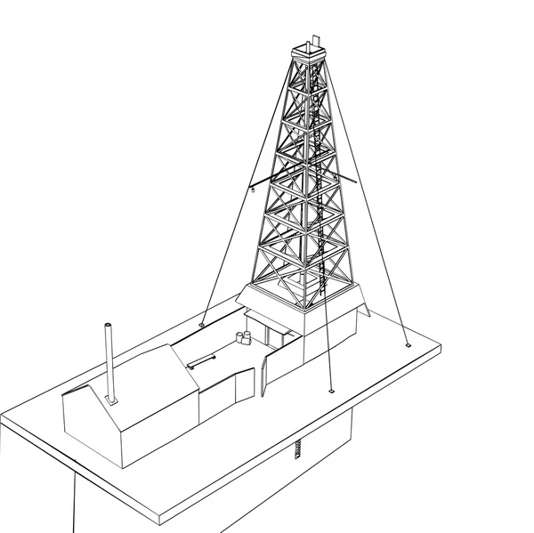 Ropa derrick skica — Stockový vektor