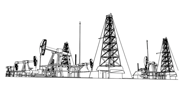 Parque de derricks de óleo — Vetor de Stock