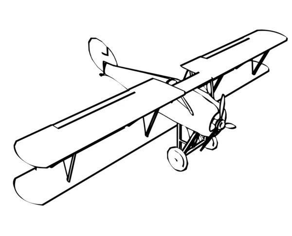 旧剪影的双翼飞机 — 图库矢量图片