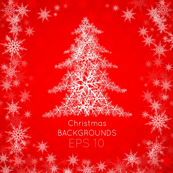 Vánoční strom na červené — Stockový vektor