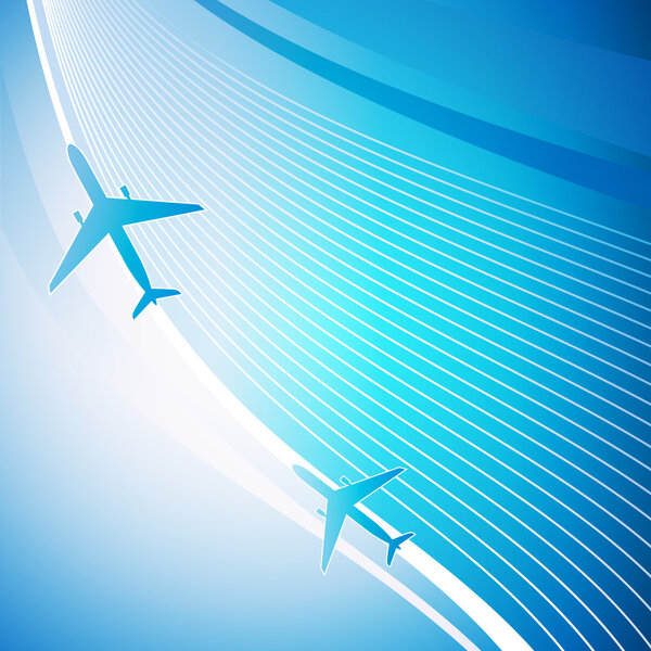 Airplane on blue background