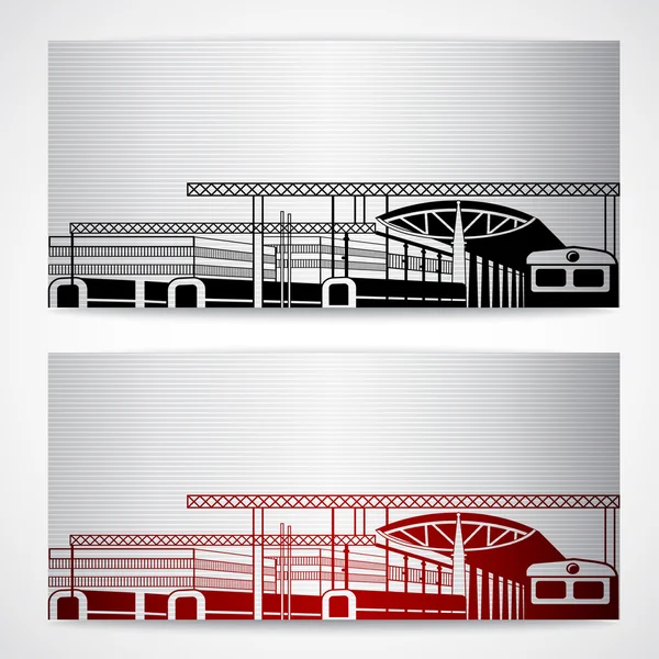 铁路车站与红色 — 图库矢量图片
