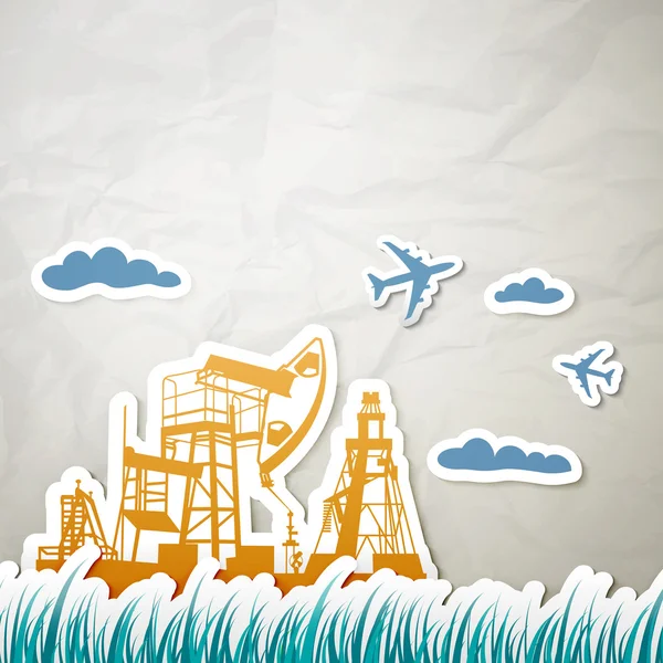 Technik für Öl in einer Landschaft — Stockvektor